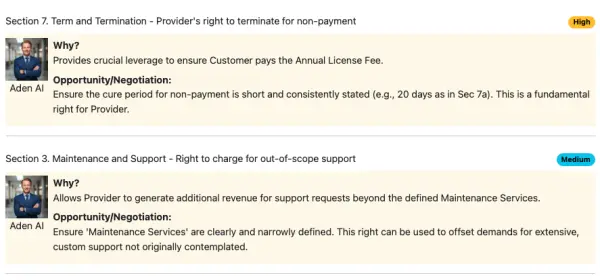 Screenshot of the Key Points vs. Standard comparison.